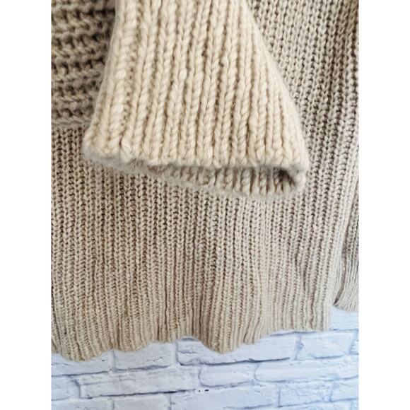 SANCTUARY NWT Chunky Knit Sweater Sz M Long Sleeve V-Neck Cotton/Alpaca Hi-Low - Picture 3 of 6